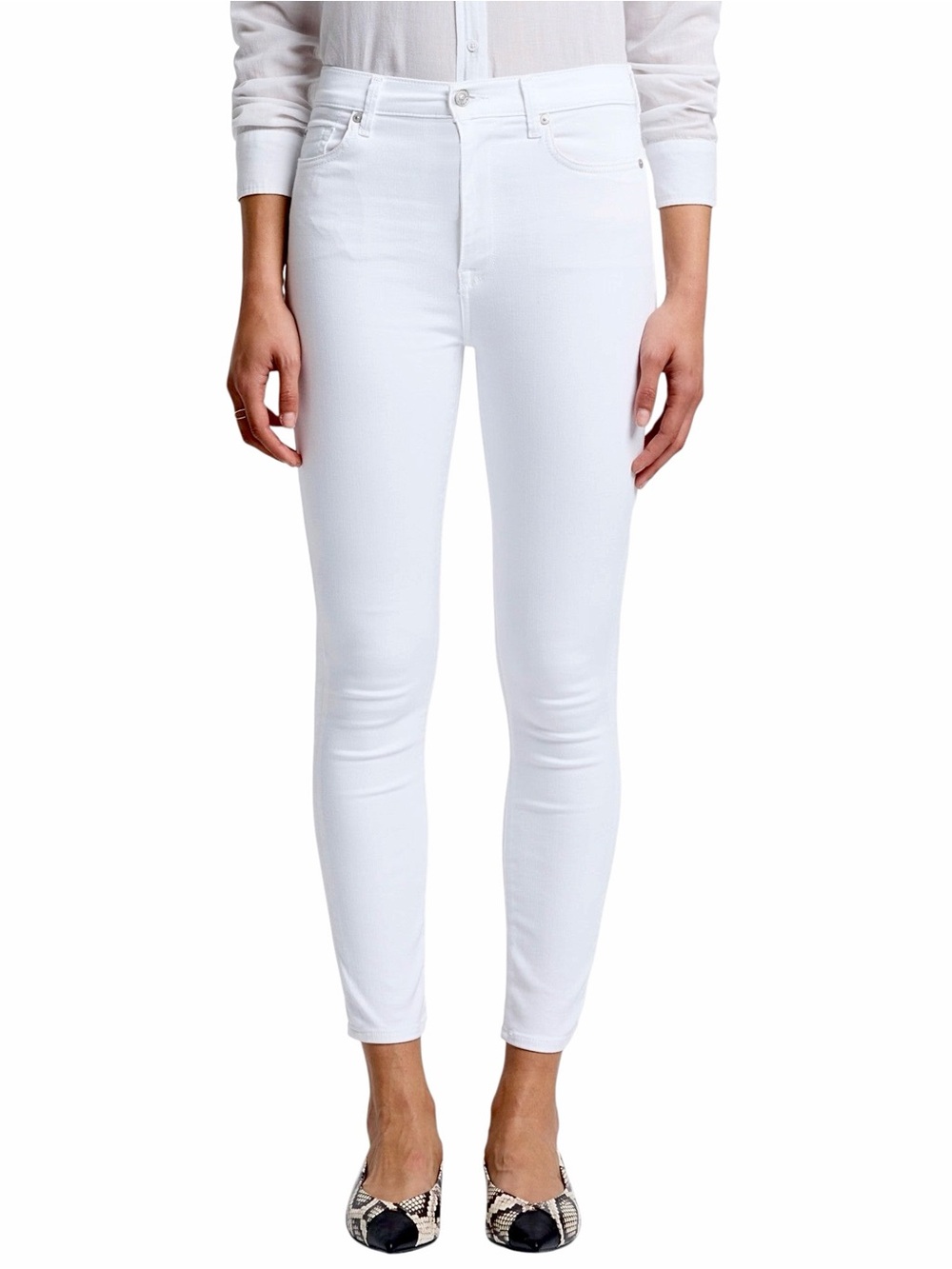 7 For All Mankind – High Waist Ankle Skinny Slim Illusion Jeans – White – Sz. 29